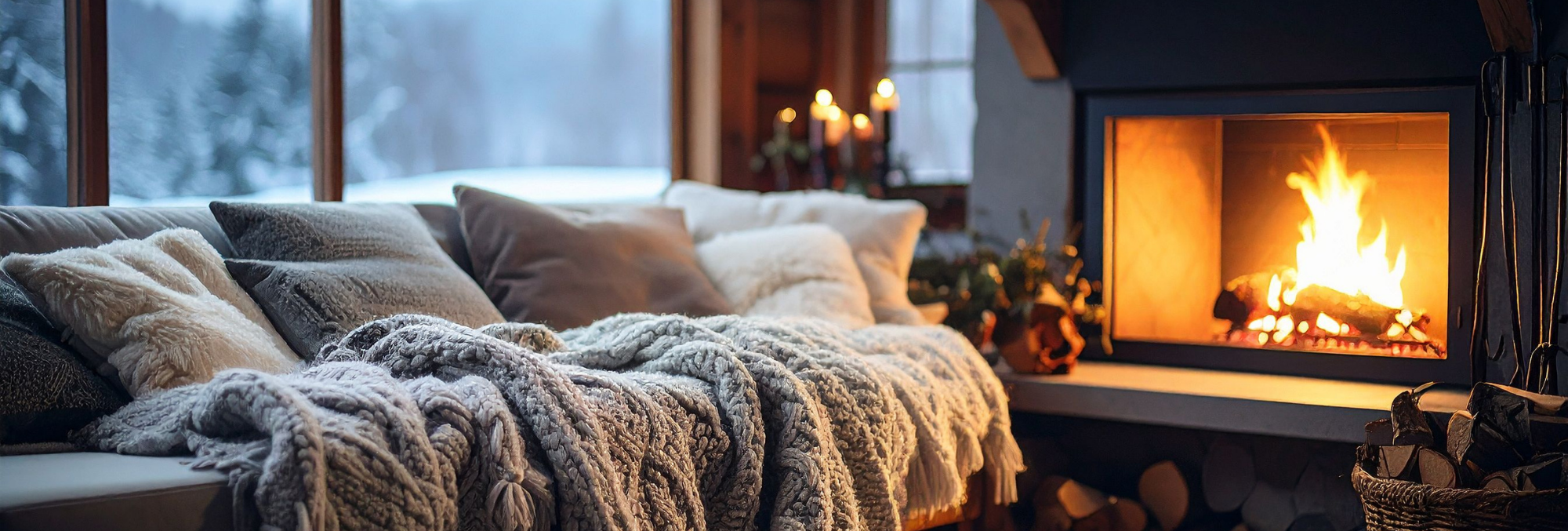 cozy wood burning fireplace
