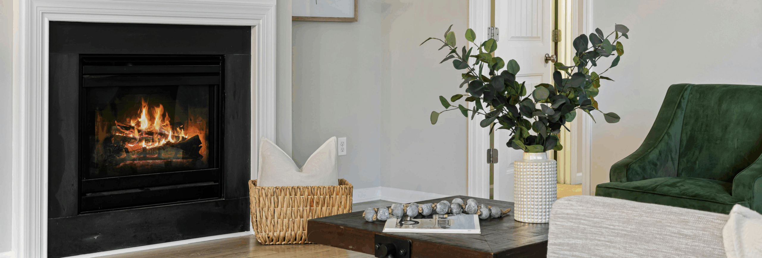 wood burning fireplace